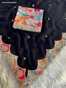 Timeless Black Satin Georgette Saree for Women | Festive & Ethnic Wear Online