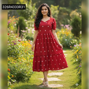 Blooming Vichitra Silk Heart Embroidered Gown for Women | Party Wear