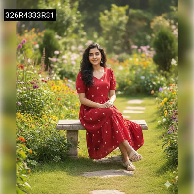 Blooming Vichitra Silk Heart Embroidered Gown for Women | Party Wear