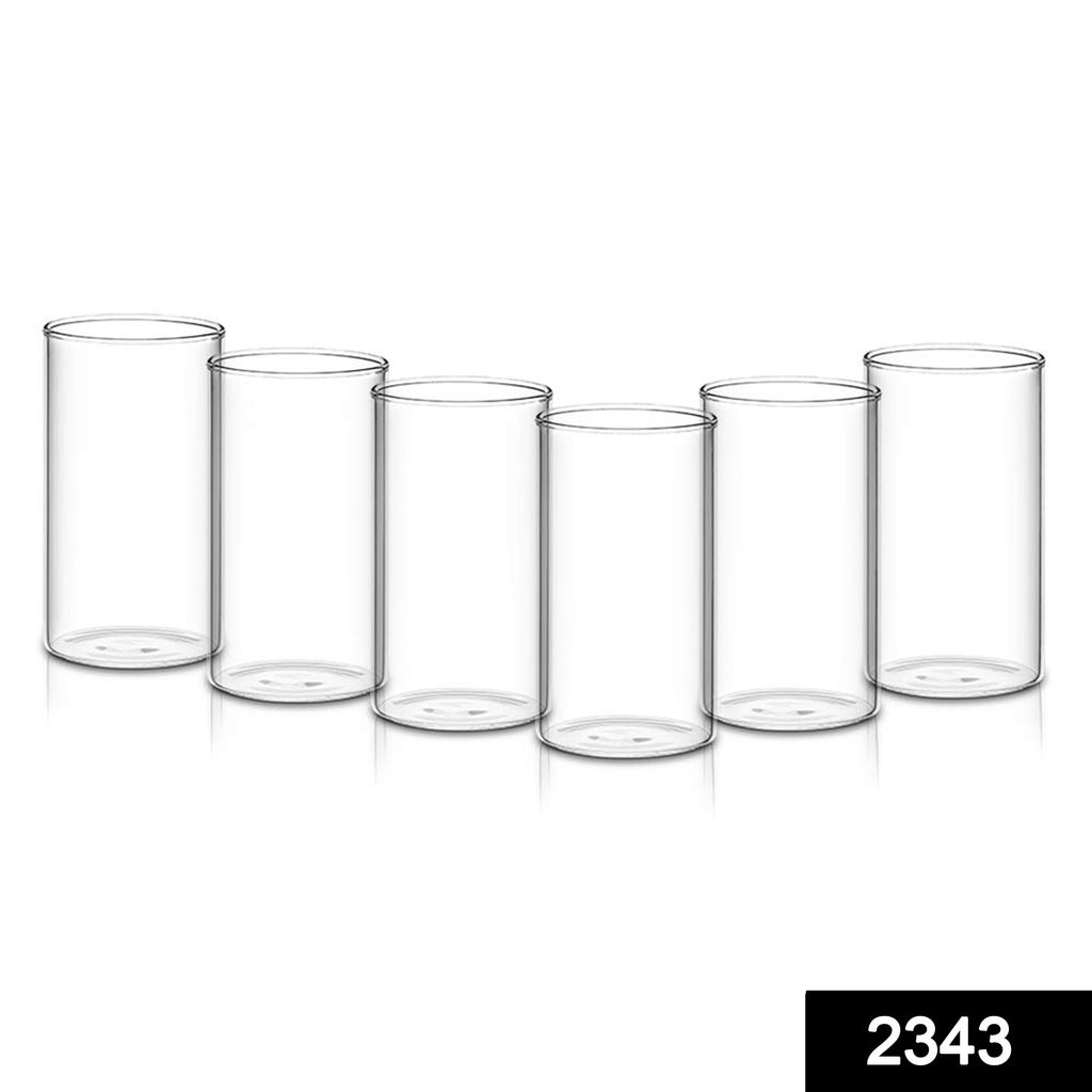 Set of 6 heavy unbreakable stylish plastic clear transparent glasses, 330ml capacity