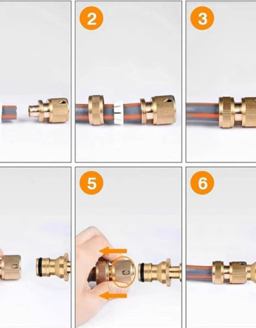 Brass water spray nozzle for garden and outdoor cleaning tasks.