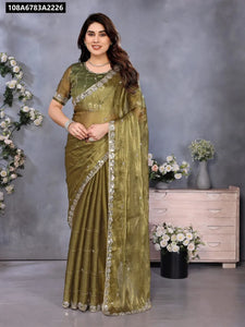 Exquisite Burberry Silk Saree for Women with Real Mirror Work | Buy Premium Ethnic Wear Online