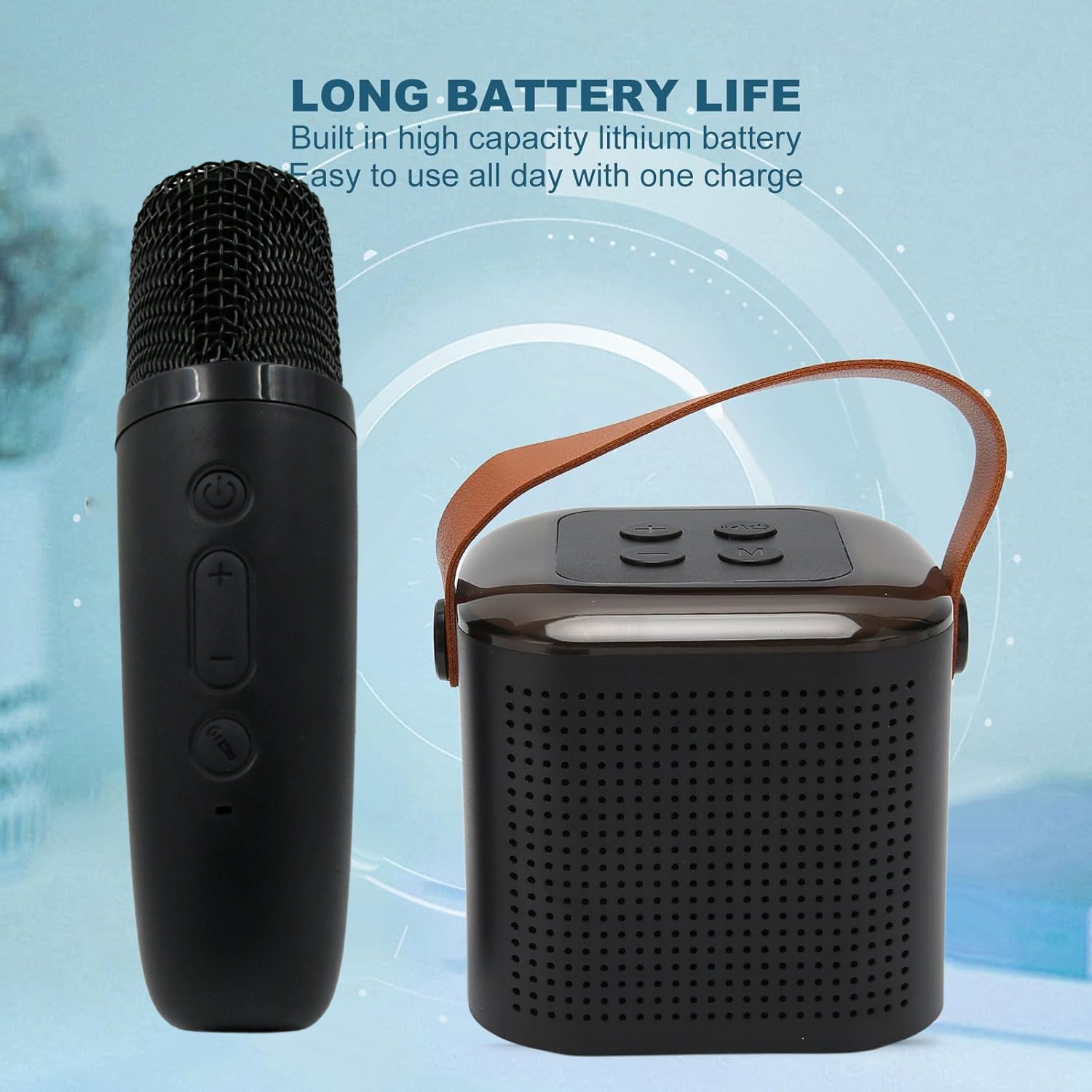 12669 Wireless Speaker Microphone Set Rgb Light Support Memory Card Portablekaraoke Machine Perfect For Travel Tv