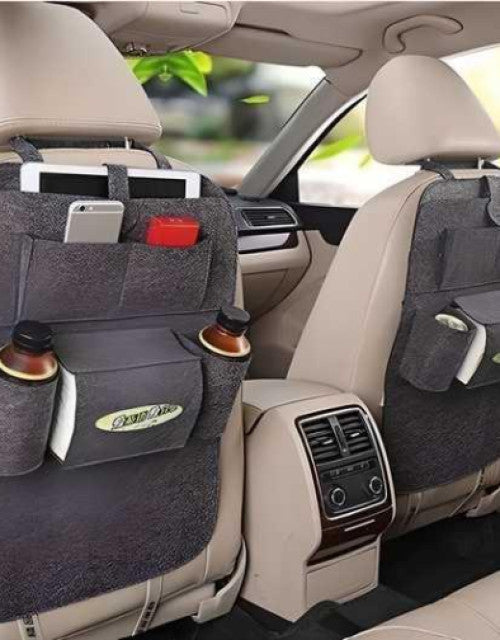 Car back seat storage organizer pack of 2 for tidying vehicle interiors and holding essentials.