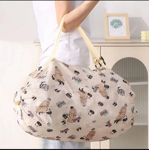 Vibrant Cartoon Pattern Foldable Waterproof Reusable Shopping Tote | Elevate Your Ethnic Wear Style Online