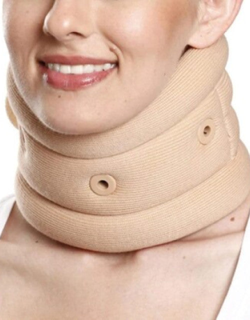 Beige soft cervical collar with support