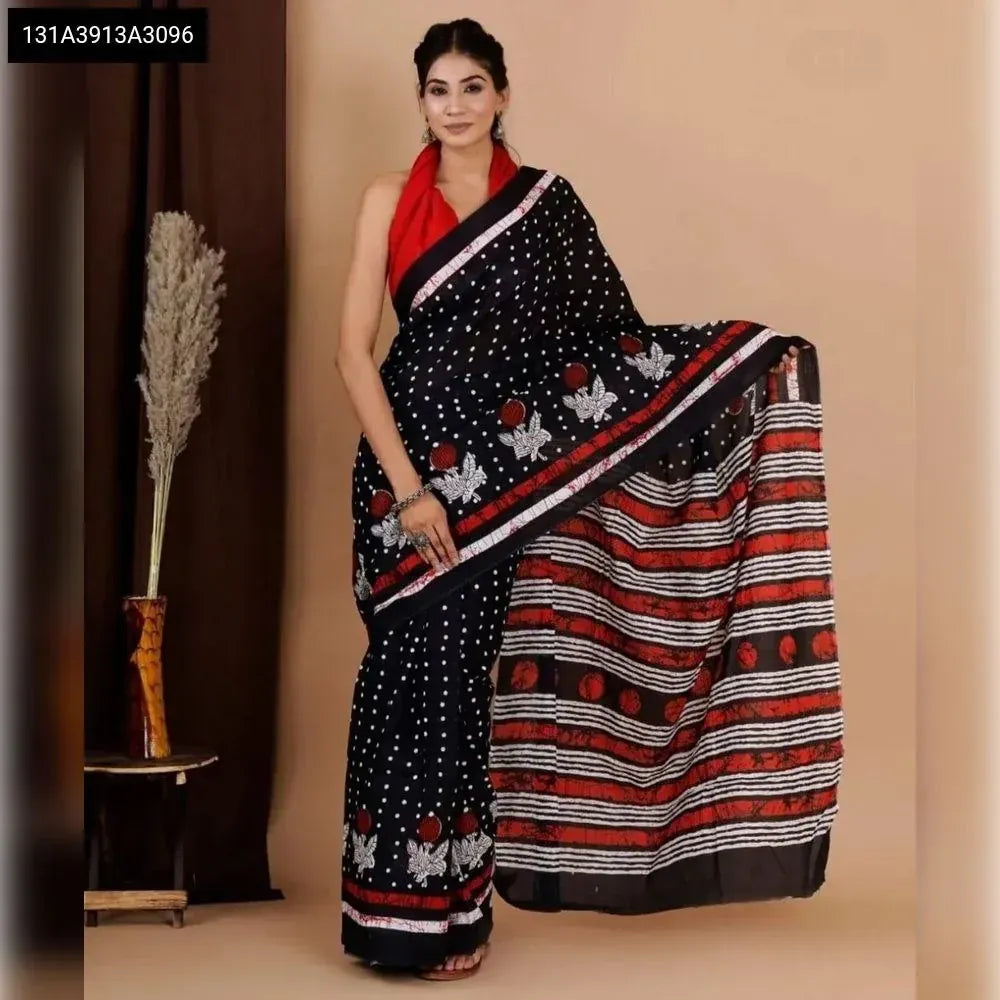 Chanderi Cotton Digital Print Saree for Women
