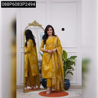 Chanderi Cotton Embroidered Kurti with Pant & Dupatta Set for Women | Casual Chic