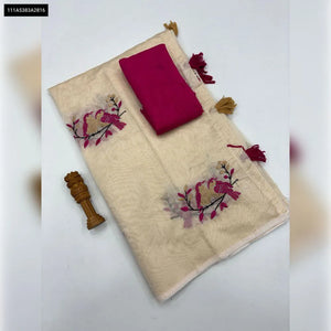 Buy Chanderi Silk Saree with Bird Embroidery for Women Online | Festive Ready Ethnic Wear