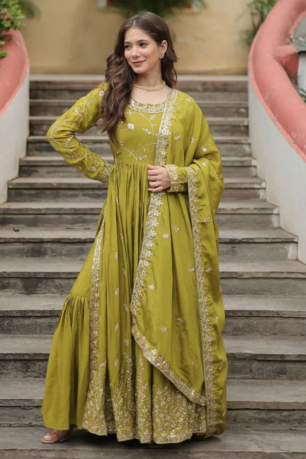 Parrot Green Sharara Suit with Sequins Embroidery - Elegant Party Wear