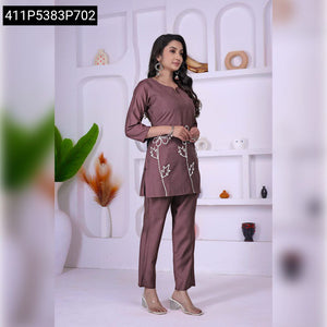 Chic Embroidered Viscos Fabric Women's Top & Pant Set | Casual Wear