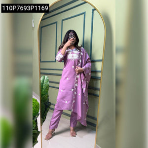 Chic Embroidery Roman Silk Women's Kurta Set | Festive & Brunch Wear