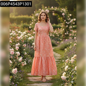 Chic Floral Long Midi Dress Women's | Square Neck Day-to-Night Elegance