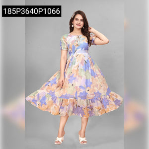 Chic Georgette Floral Midi Dress Women's | Party & Casual Wear