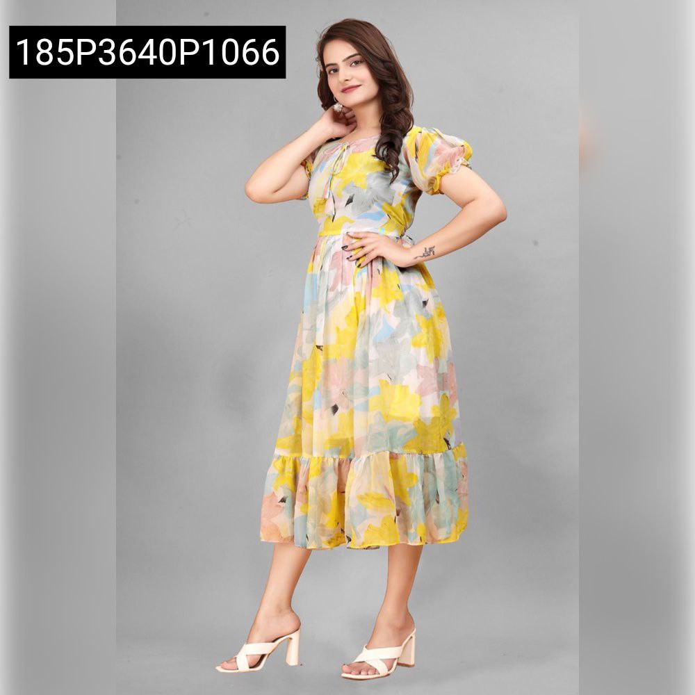 georgette midi dress for women Chic Georgette Floral Midi Dress Women's