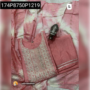 Chic Hand Work Mashlin Silk Women's Kurti Pant Dupatta Set | Festive Party Wear by VogueAttire