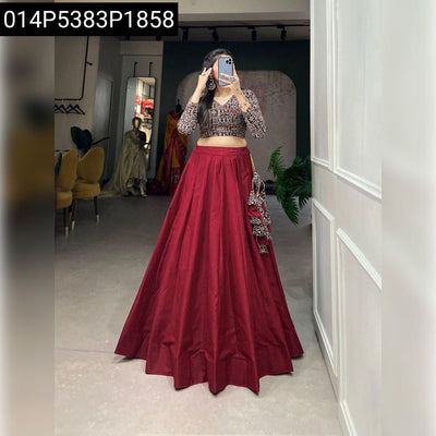 Chic Printed Blouse & Plain Cotton Lehenga Set for Women | Traditional Wear