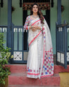 Chic Pure Linen Women's Saree | Modern Patchwork Design by MODERN