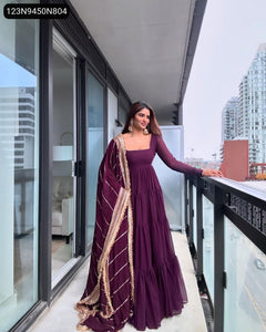 Chic Ruffle Anarkali Set Women's | Festive & Wedding Gown