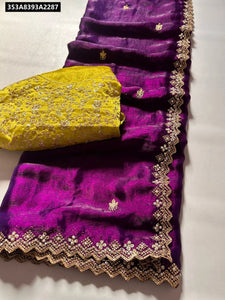 Buy Chiffon Crush Silk Embroidered Saree for Women - Festive & Party Wear Ethnic Wear Online