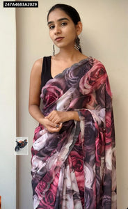 Chiffon Digital Floral Print Saree for Women | Festive & Daily Wear