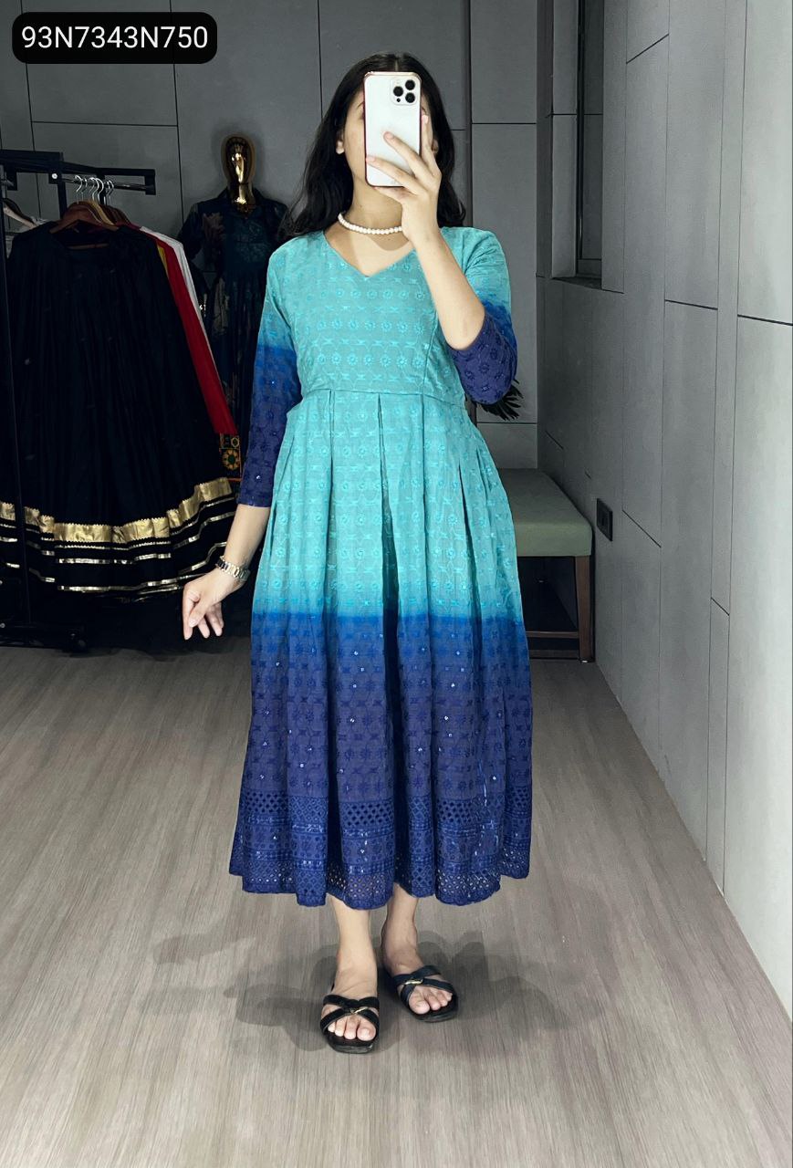 Women's Chikankari Flared Kurti