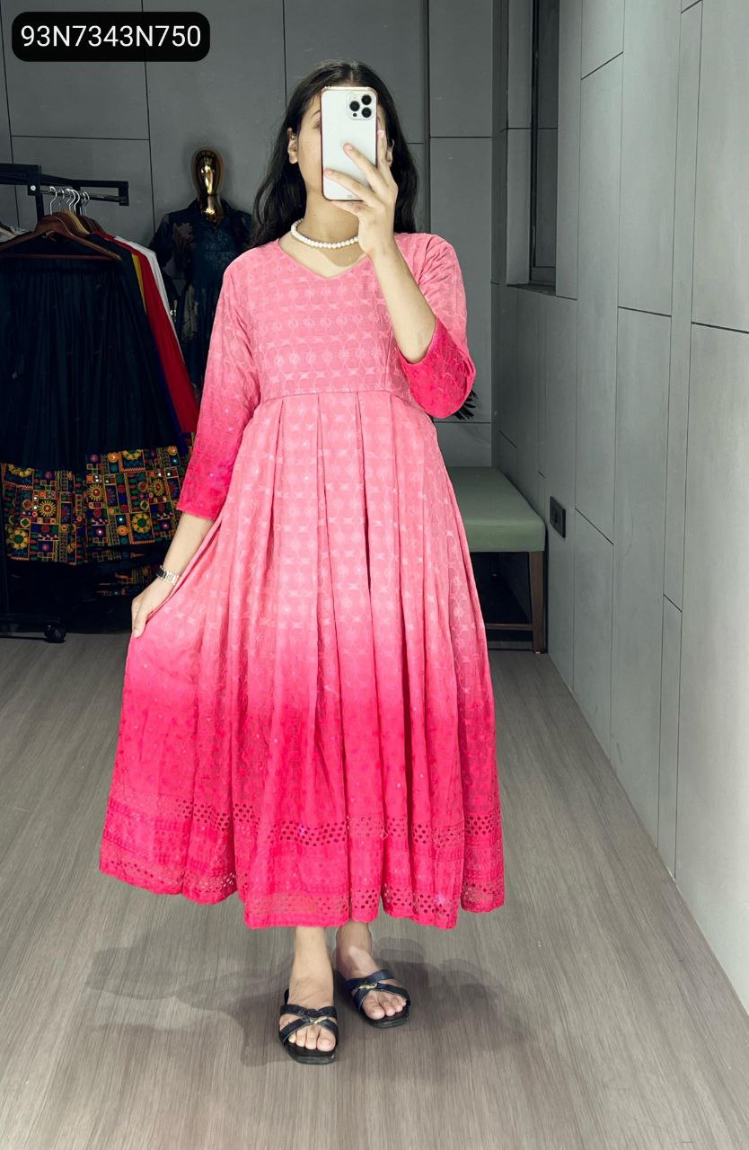 Women's Chikankari Flared Kurti