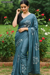 Elegant Chinnon Hand Work Flower Print Saree for Women | Festive & Daily Wear Ethnic Wear Online