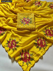 Chinnon Silk Embroidered Saree for Women | Festive Wear