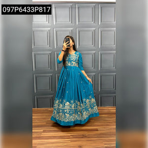 Chinnon Silk Embroidered Women's Gown | Festive Evening Wear