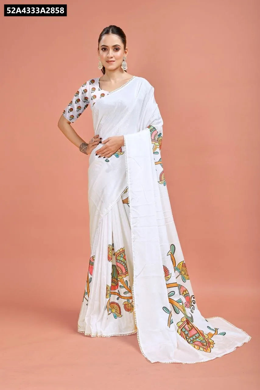 Premium Chinon Silk Digital Print Saree for Women