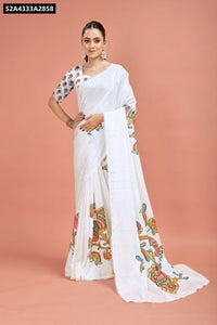 Premium Chinon Silk Digital Print Saree with Elegant Lace Border