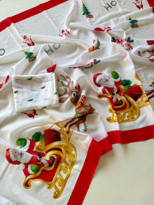 Christmas Digital Print Shinon Saree for Women | Festive