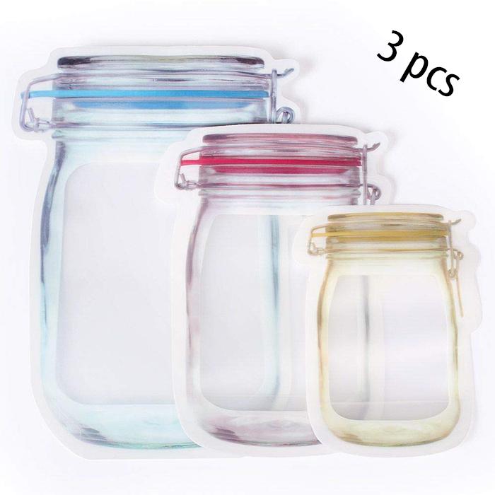 0855 Plastics transparent jar shaped stand-up pouch with zipper