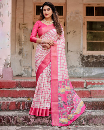 Classic Checkered Tussar Silk Saree for Women | Festive & Office Wear