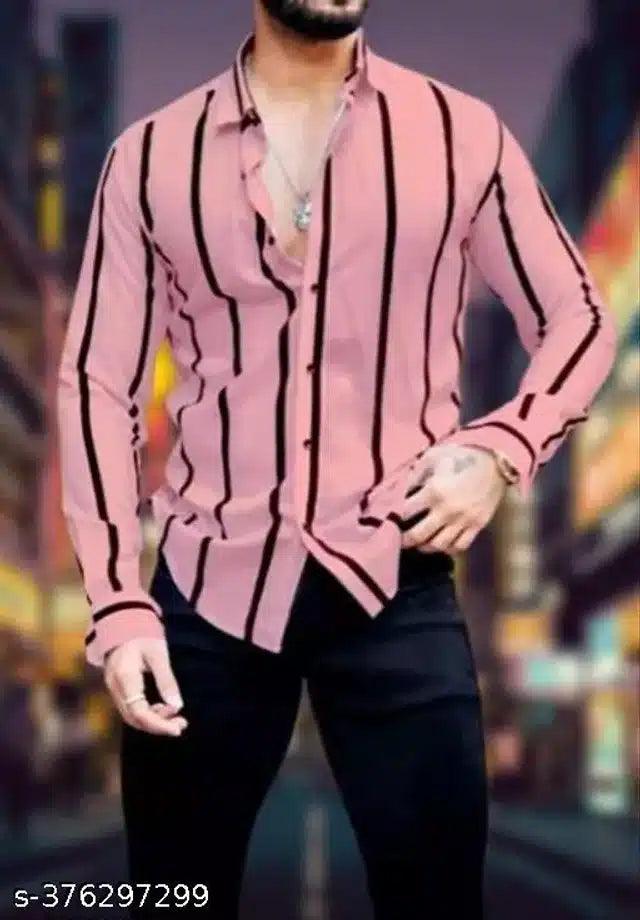 Full Sleeves Shirt for Men (Pink, S) - TREND BUY