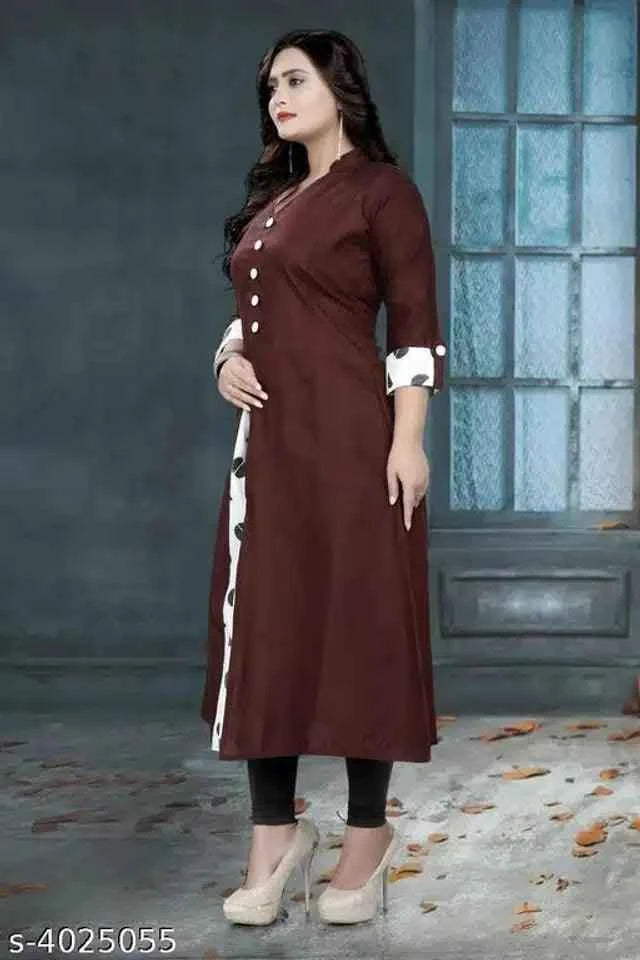 Khadi Cotton Solid Kurti for Women (Maroon, M)