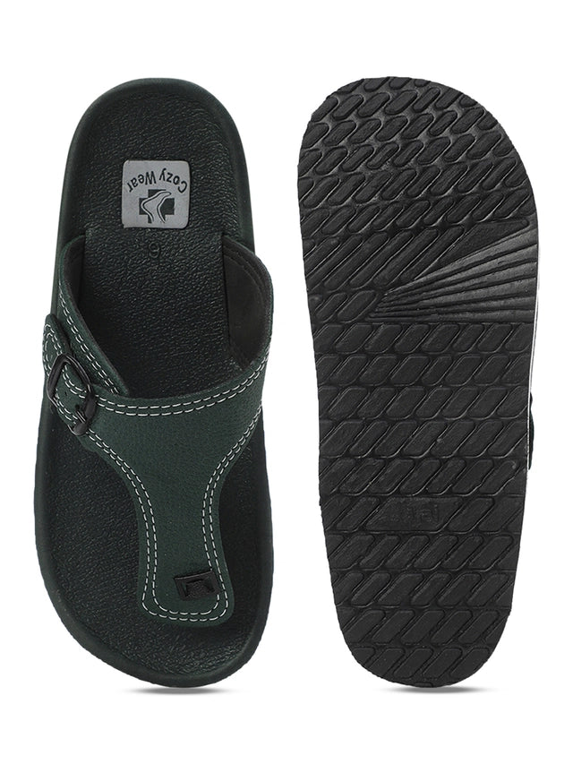 Cozy Wear TPR Casual Wear Slippers For Men (Dark Green, 6) (HF-96)