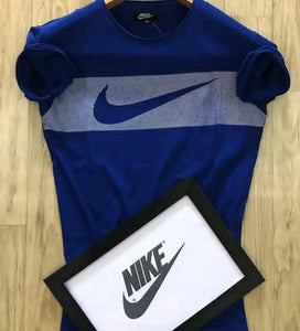 Premium Blue Printed Men's T-Shirt - Casual Round Neck Polyester Tee