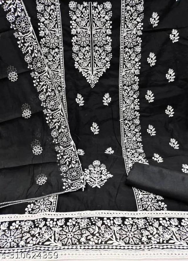 Chanderi Cotton Embroidered Unstitched Suit for Women (Sky Blue) – Elegant Ethnic Wear