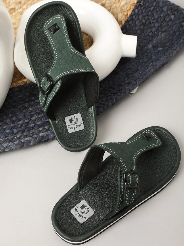 Cozy Wear TPR Casual Wear Slippers For Men (Dark Green, 6) (HF-96)