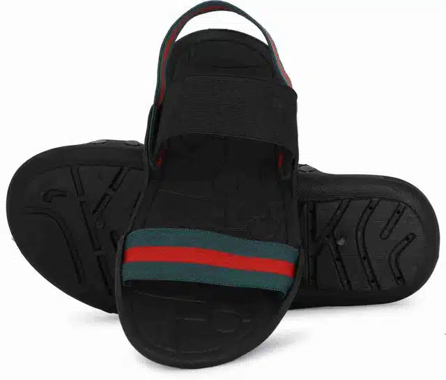 Premium slip-on casual sandals for men in black and green