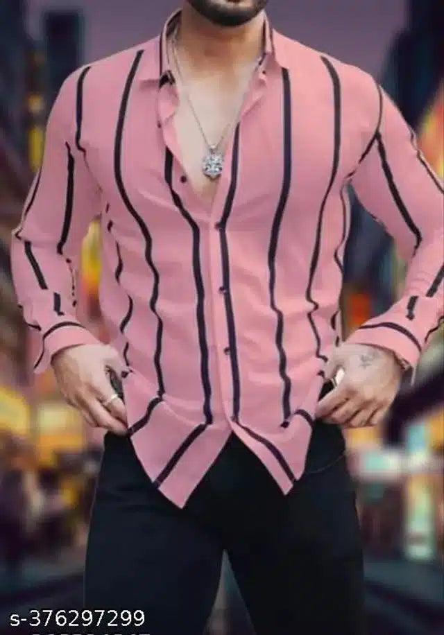 Full Sleeves Shirt for Men (Pink, S) - TREND BUY