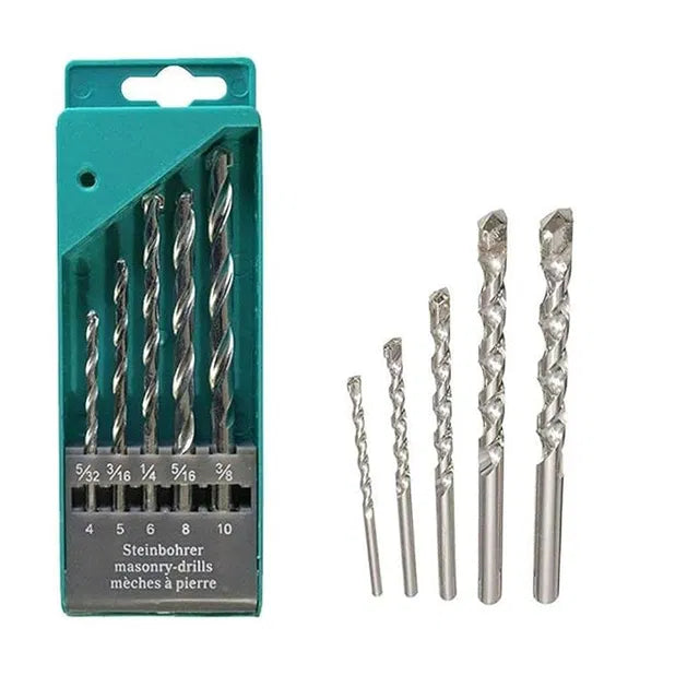 5 Piece Masonry Drill Bit Set for concrete and brick wall drilling