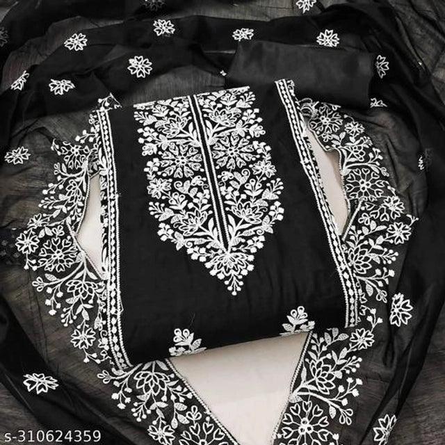 Chanderi Cotton Embroidered Unstitched Suit for Women (Sky Blue) – Elegant Ethnic Wear