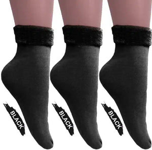 Velvet Thumb Thermal Socks for Women (Black, Pack of 3)