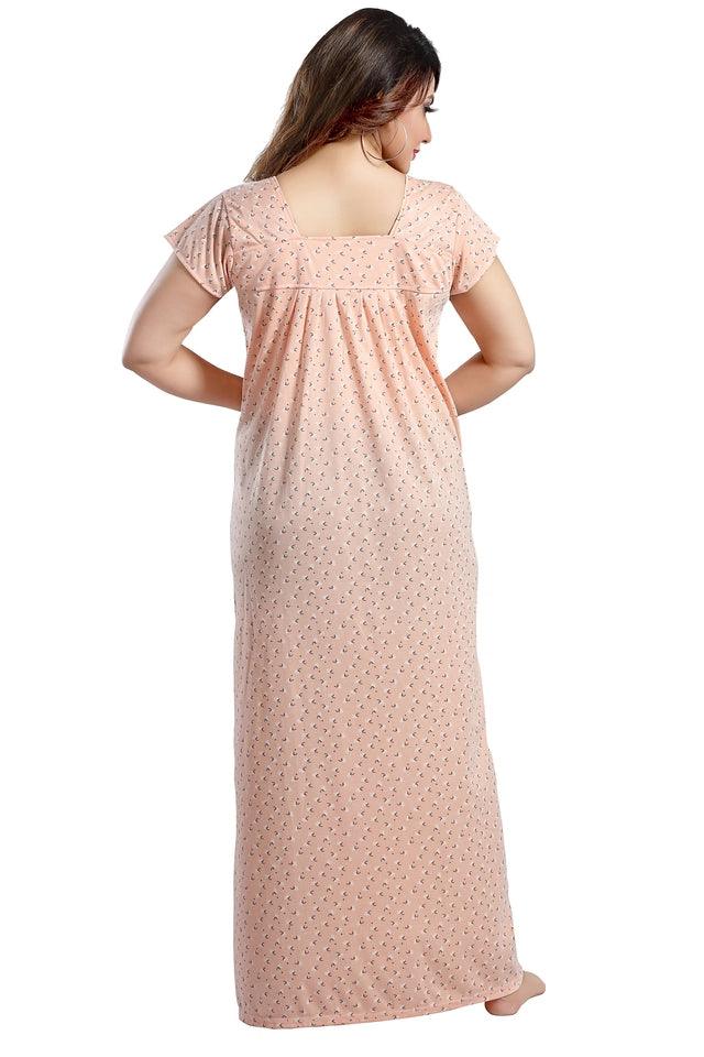Hosiery Nightdress for Women (Peach, Free Size)
