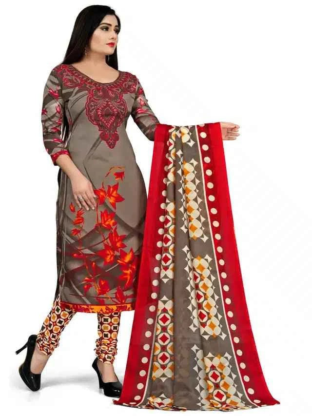 Cotton Unstitched Salwar Suit (Green)