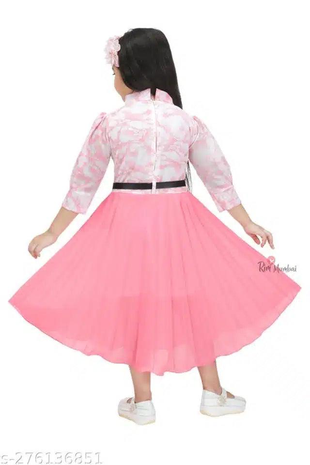 Cotton Blend Frock for Girls - Pink (1-2 Years)