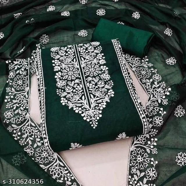 Chanderi Cotton Embroidered Unstitched Suit for Women (Sky Blue) – Elegant Ethnic Wear